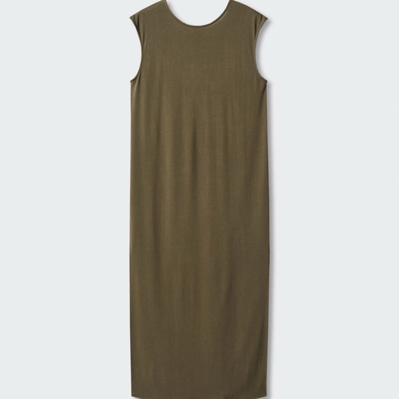 MANGO MNG women’s modal olive green slit sleeveless midi dress size medium 8 10 - Picture 4 of 8